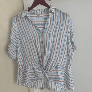 Cato Women’s Stripped Blouse Blue/Brown Large